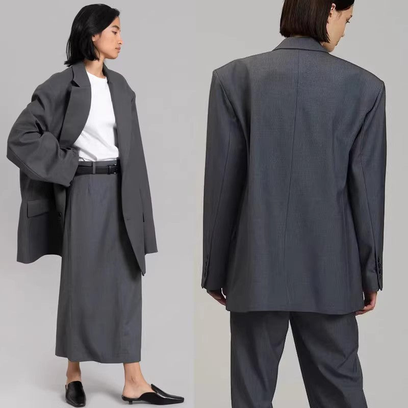 Damer Elegant Oversize-Blazer med matchende buksedrakt Skjora