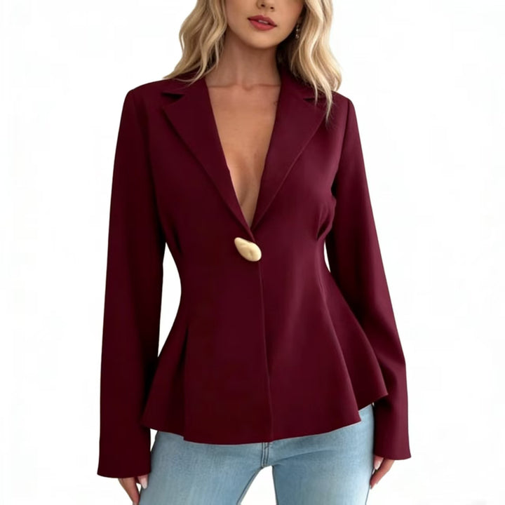Dame Peplum-blazer med spesielle knappdetaljer Skjora