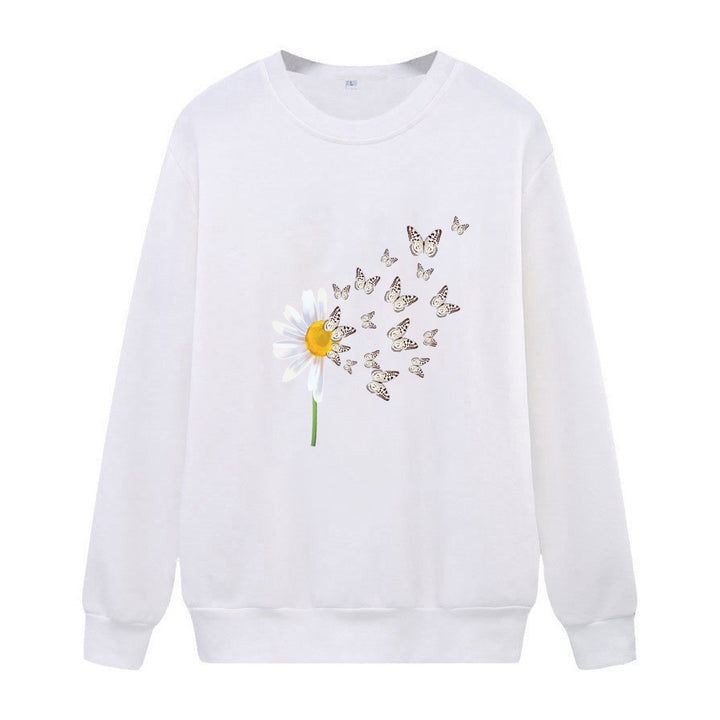 Dame sweatshirt med floral sommerfugldesign Skjora