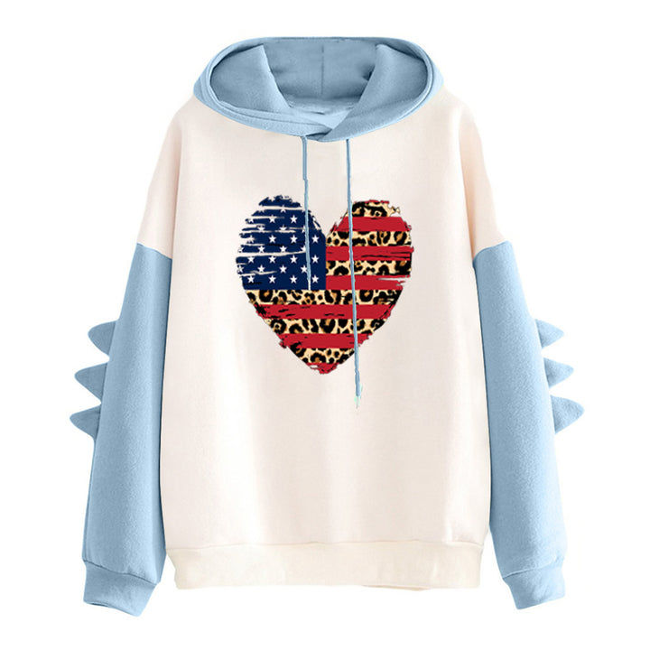 Kvinnes hoodie med unikt hjerte design og trendy detaljer Skjora
