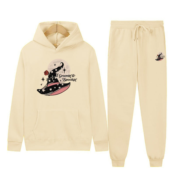 Kvinne hettegenser og joggebukse sett med kult Halloween-design Skjora