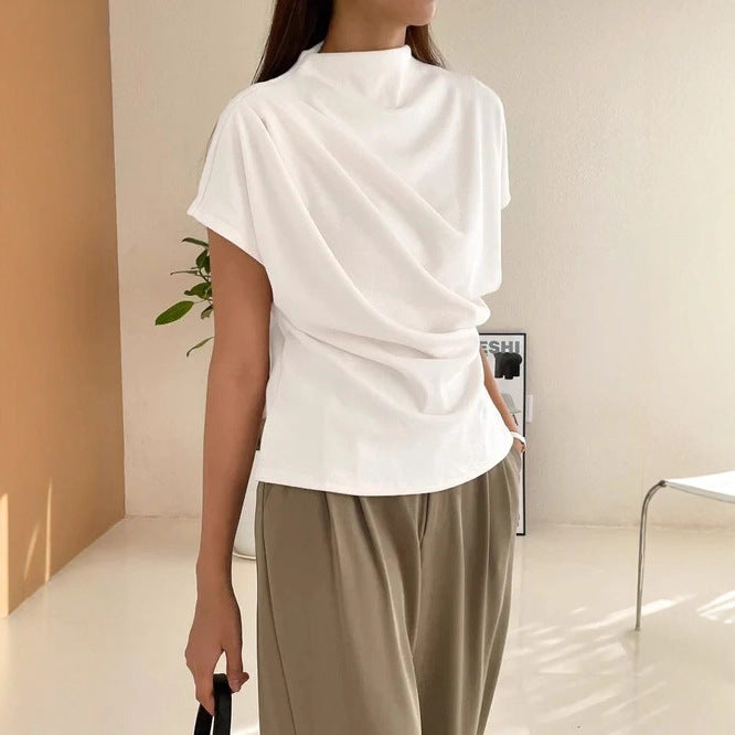 Dame Elegant og avslappet topp med drapert design Skjora