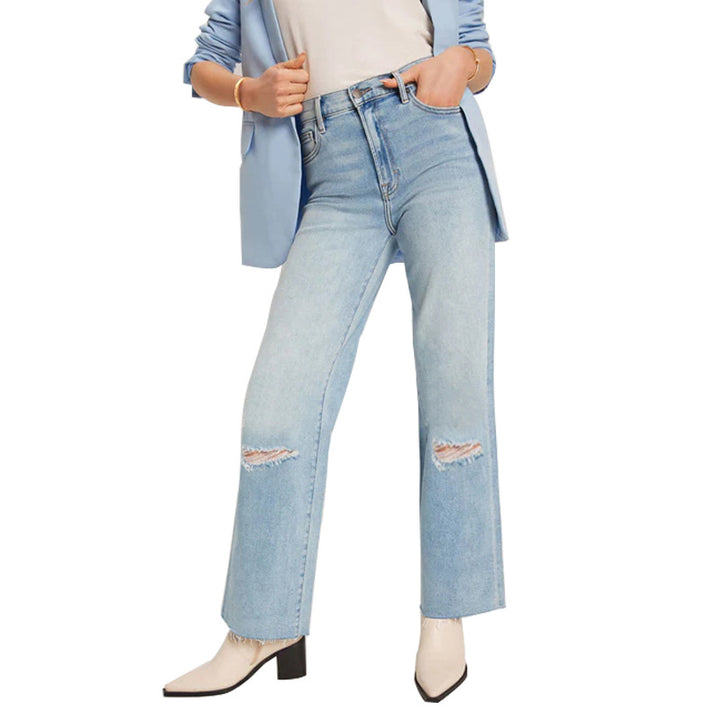 Dame Høyhånd Jeans med frynset søm og trendy hulldetaljer Skjora