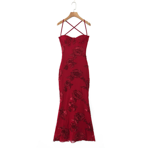 Dame Bodycon kjole med blomstrete spissdetalj Skjora