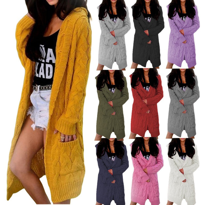 Kvinnens chunky strikket cardigan med lommer og mykt materiale Skjora