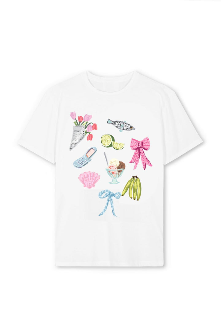 Dame T-skjorte med fargerikt motiv og kreativ design Skjora