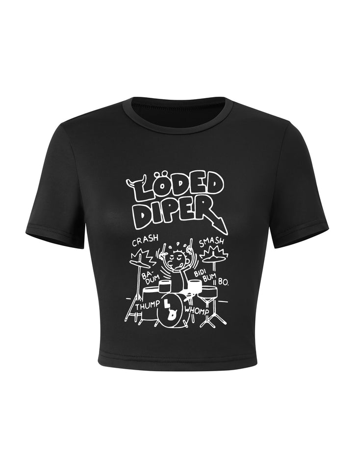 Dame Crop-Shirt med lekent spøkelsesmotiv Skjora