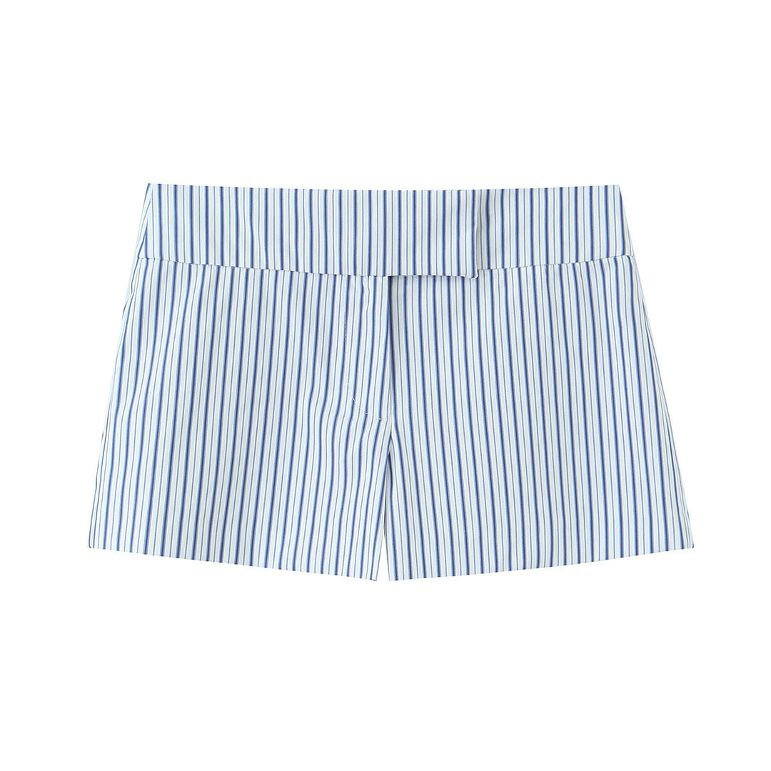 Dame elegante shorts med fint stripemønster og høy midje Skjora