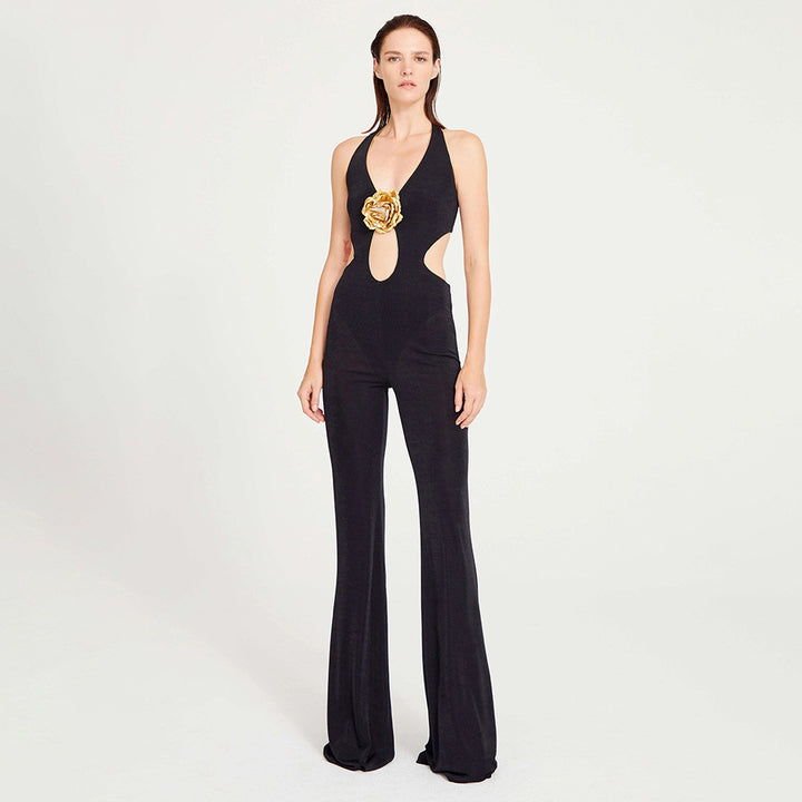Dame Modish Jumpsuit med dyp utringning og dekorativ detalj Skjora