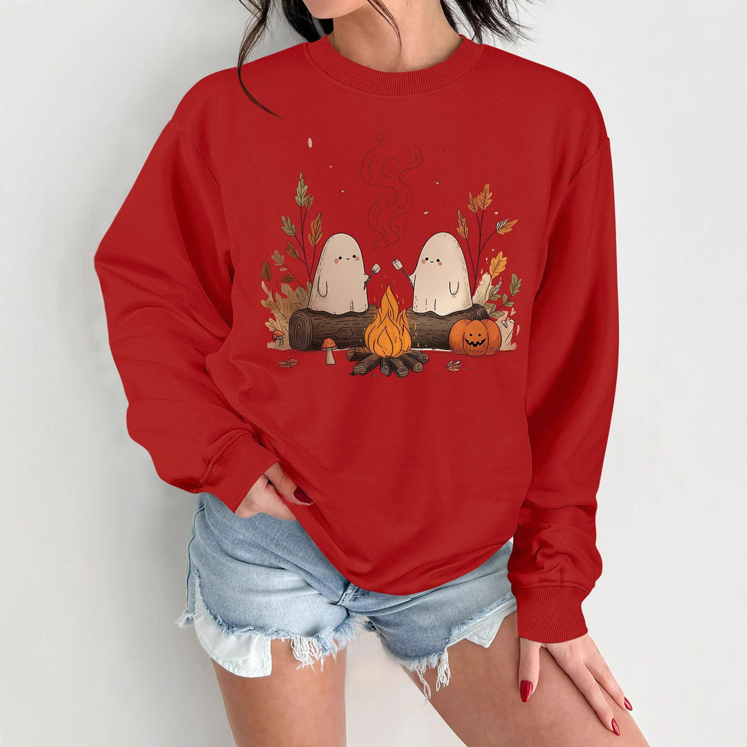 Dame sweatshirt med leken skummel motiv og komfortabel passform Skjora