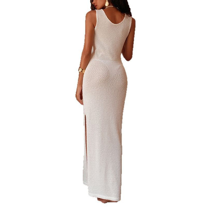 Damen Elegantes Maxikleid mit offenem Schulterdesign und hohem Schlitz Skjora
