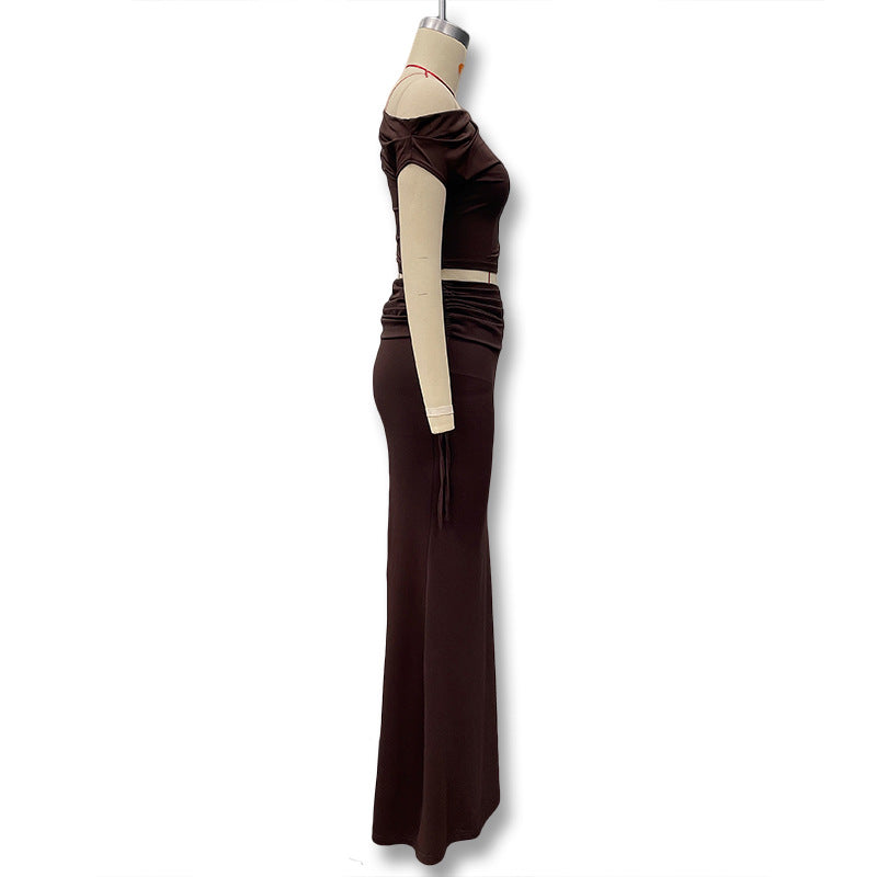 Dame Langerm Maxi Kjole med asymmetrisk snitt og elegant overdel Skjora