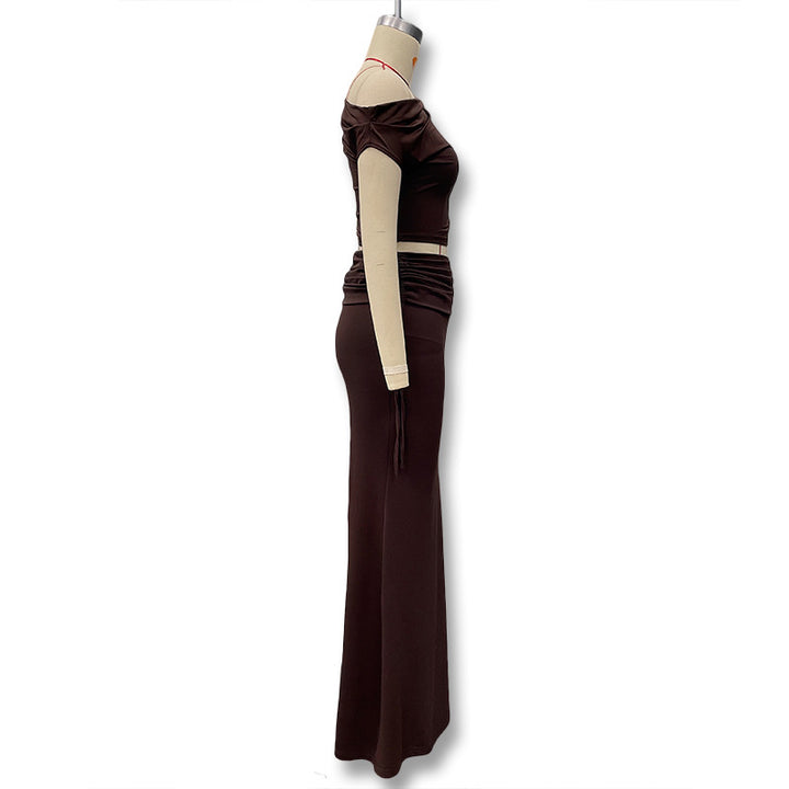 Dame Langerm Maxi Kjole med asymmetrisk snitt og elegant overdel Skjora