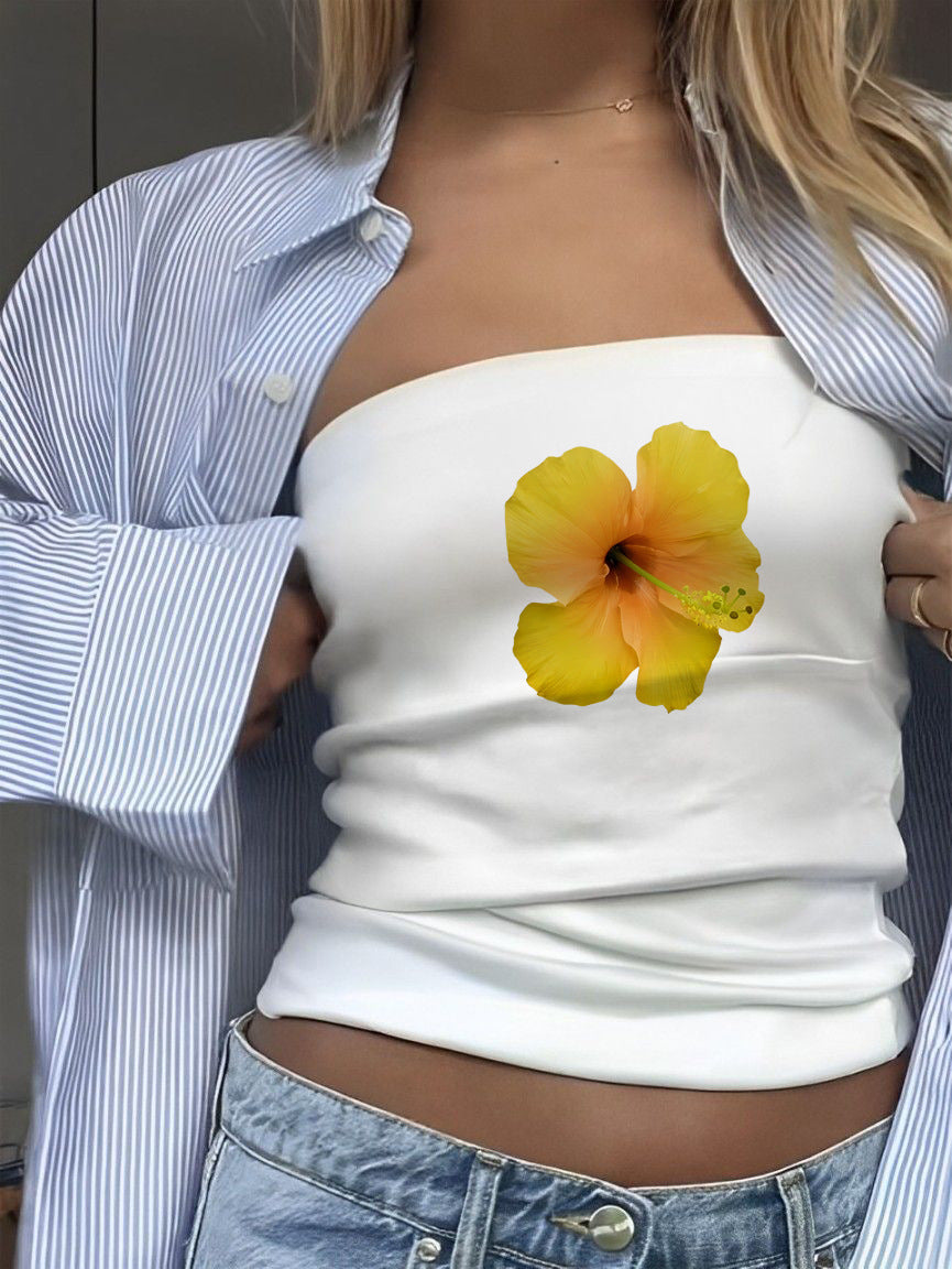 Dame Bandeau-overdel med sportslig Frankrike-design Skjora