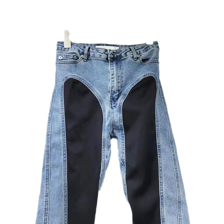 Damer Fashionable Høyt Liv Jeans med Sideslits Skjora