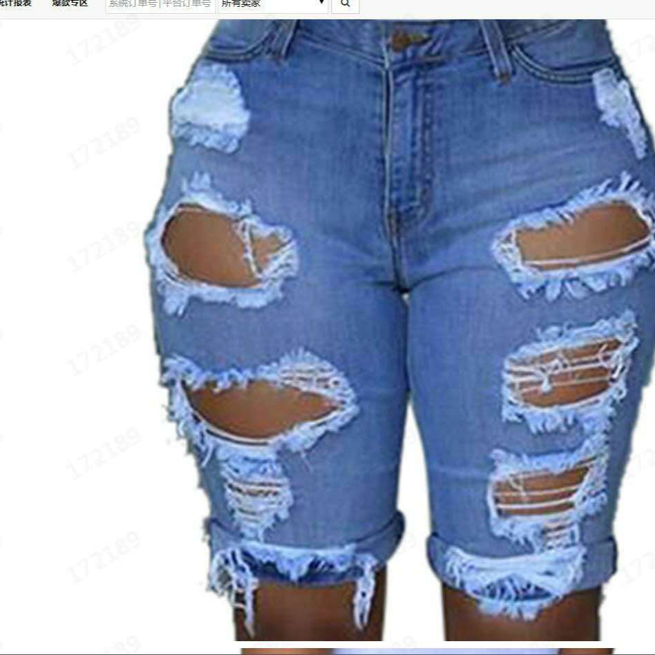 Damene Destroyed Denim-bukser med avslappet passform og stilige rippe-detaljer Skjora