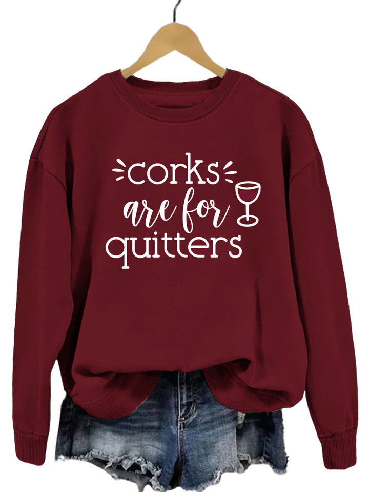 Dame sweatshirt med kreativt slogan og avslappet snitt Skjora