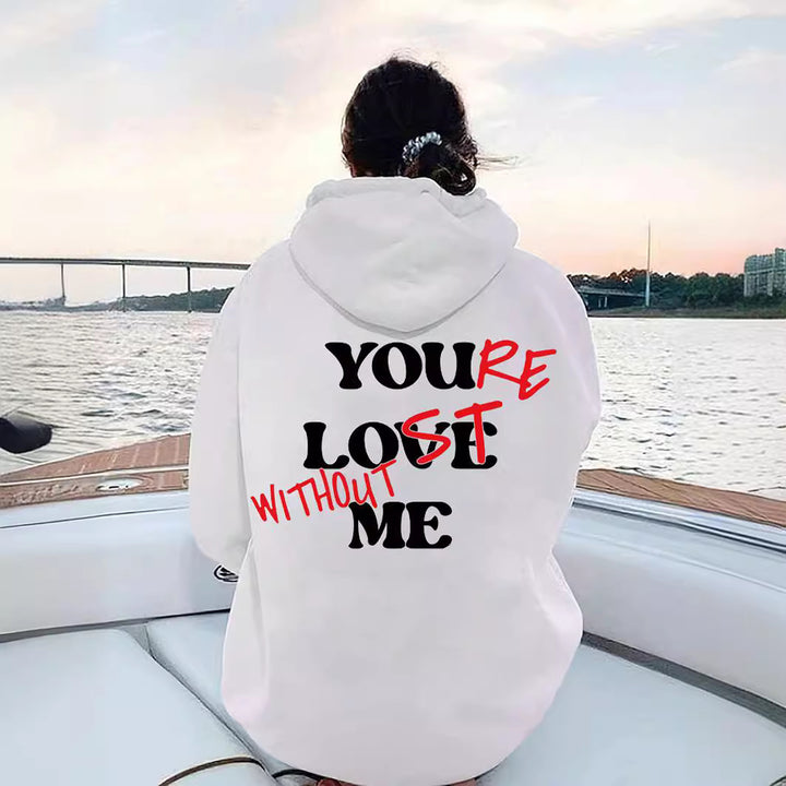 Dame Oversized Hoodie med Inspirerende Trykk Skjora