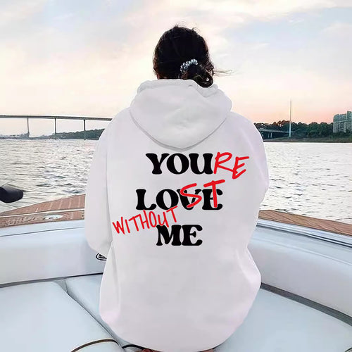 Dame Oversized Hoodie med Inspirerende Trykk Skjora