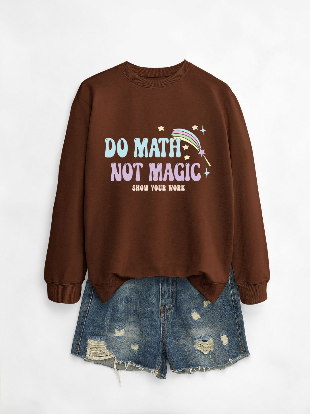 Dame avslappet sweatshirt med inspirerende matematikkmotiv Skjora