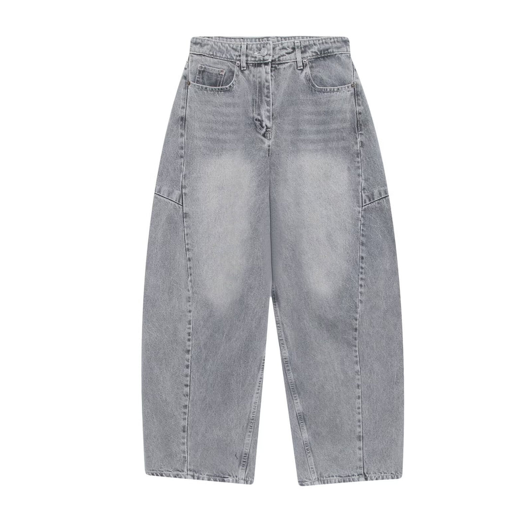 Dame vide jeans i moderne snitt med trendy cargo-lommer Skjora