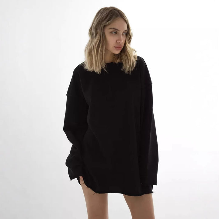 Dame casual oversized genser med bred skjæring og teksturert stoff Skjora