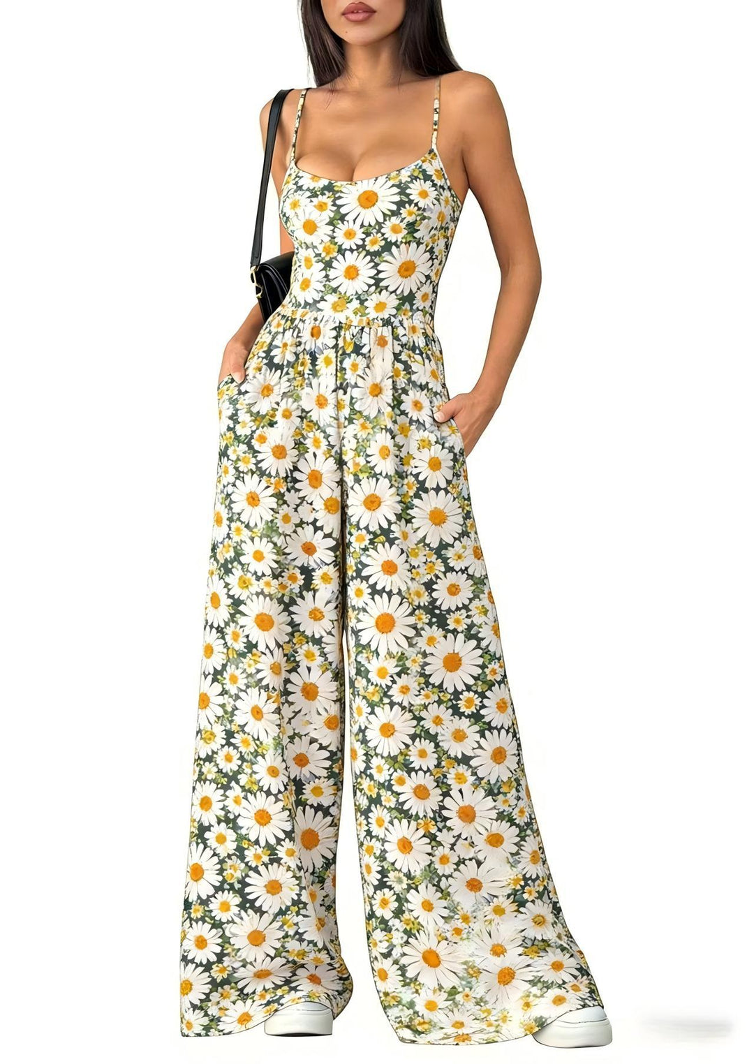 Damen Elegant Jumpsuit med geometrisk utskrift og brede ben Skjora