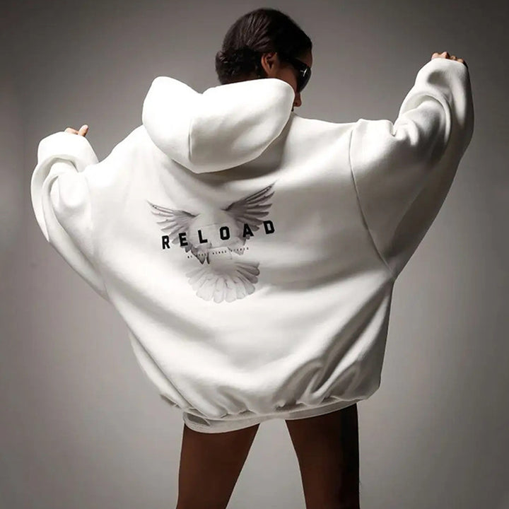 Damer Oversized Hettegenser med Moderne Grafikk Skjora