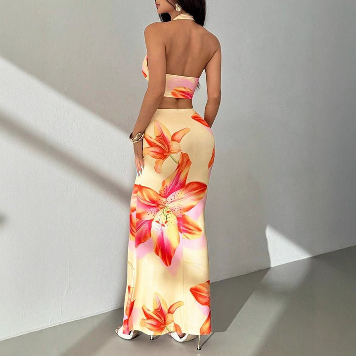 Dame To-delt Sommerantrekk med blomsterdesign og elegant V-hals Skjora