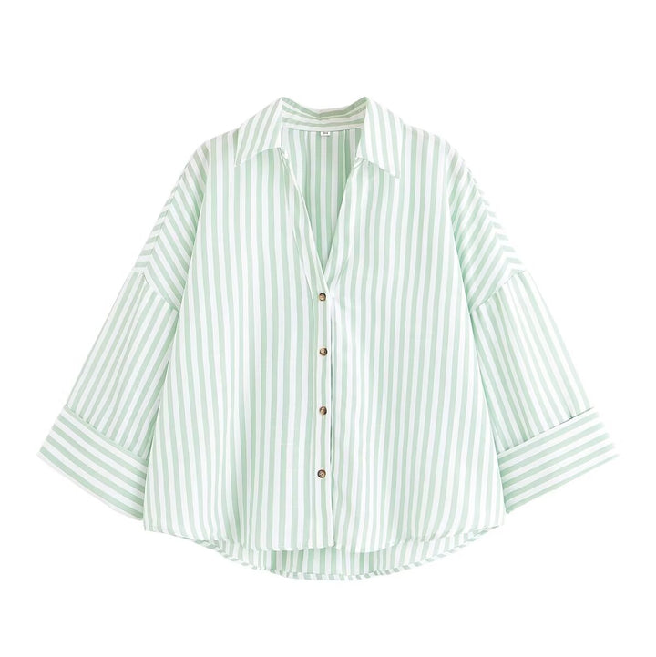Dame skjorte-bluse med avslappet snitt og elegante 3/4-ermer Skjora