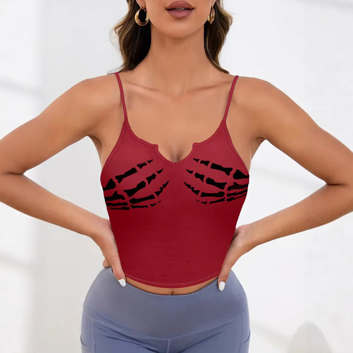 Damer Sporty Crop-Topp med kreativt skjelettdesign Skjora