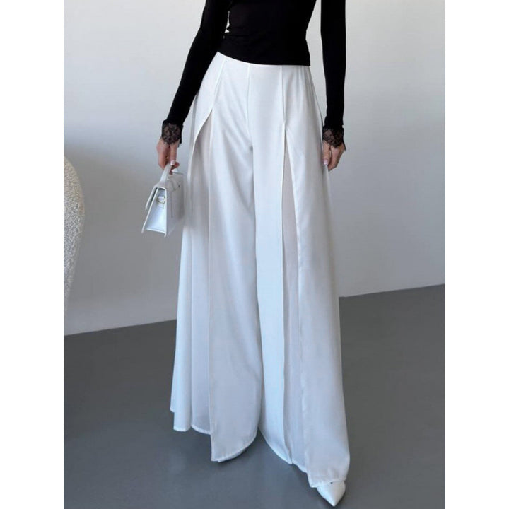 Dame Elegant lange Bukser med sidelange Slits og flytende Snitt Skjora