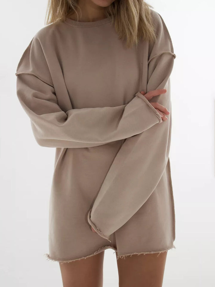 Dame casual oversized genser med bred skjæring og teksturert stoff Skjora