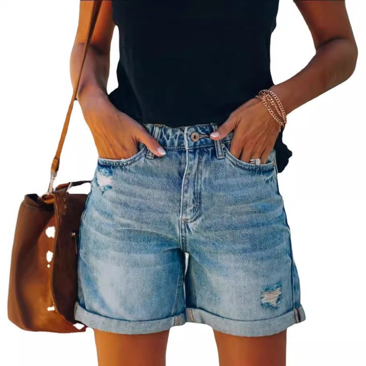 Dame jeansshorts med en moderne og avslappet passform Skjora