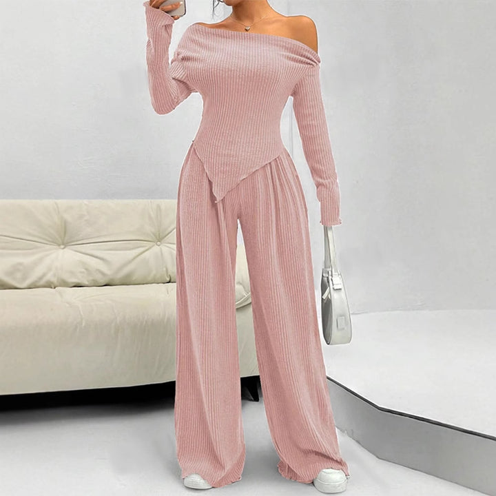 Dame figurnær jumpsuit med asymmetrisk utringning og lange ermer Skjora