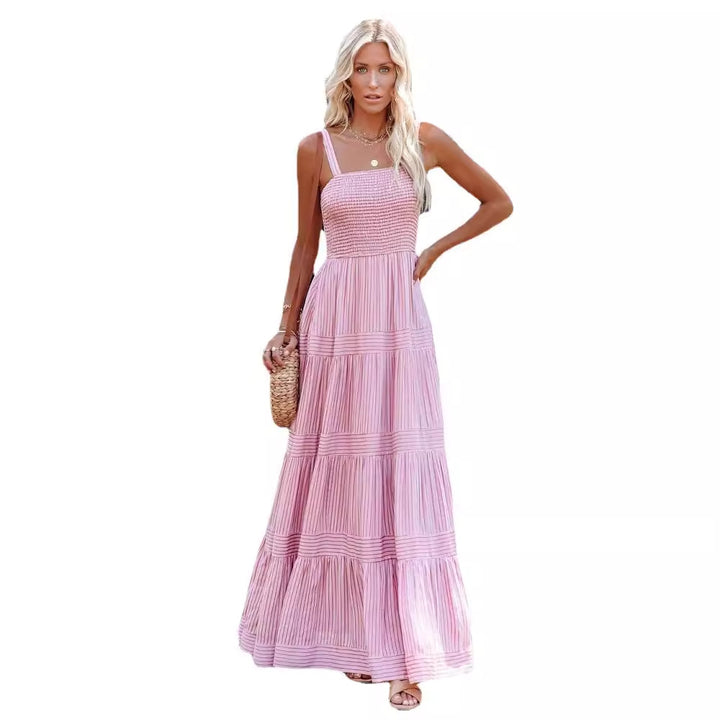 Dames maxi kjole med lett ruffle stil og elastisk bustier Skjora