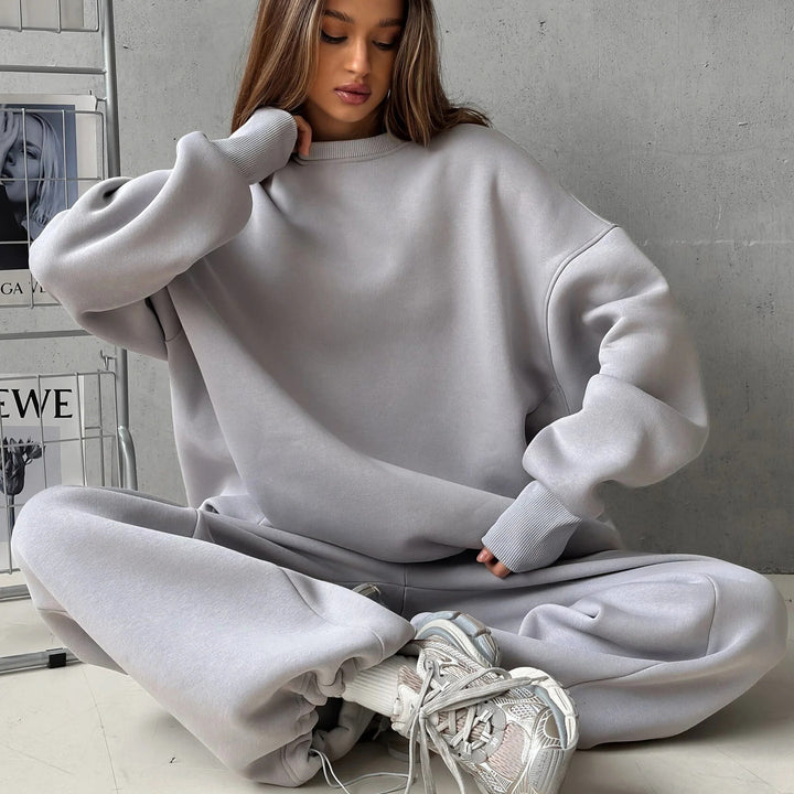 Dame Casual Oversized Sweatshirt og Joggebukser Set Skjora