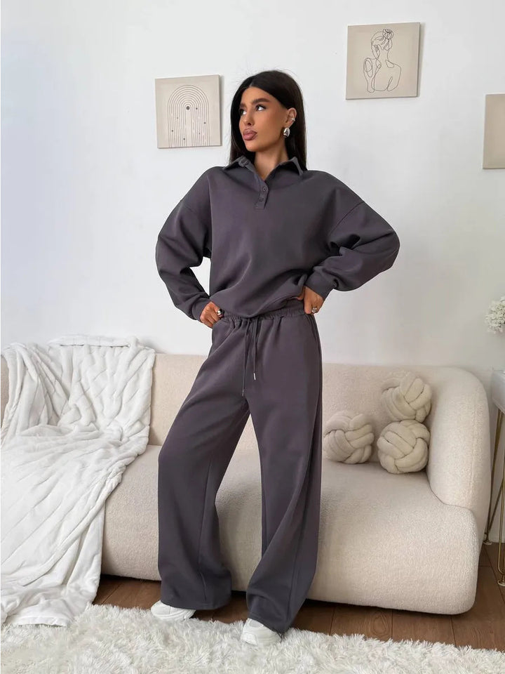 Dame casual hettegenser sett med løst snitt og elastisk liv Skjora
