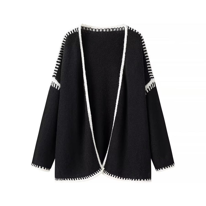 Kvinnenes åpne cardigan med elegante kontrastsømmer Skjora
