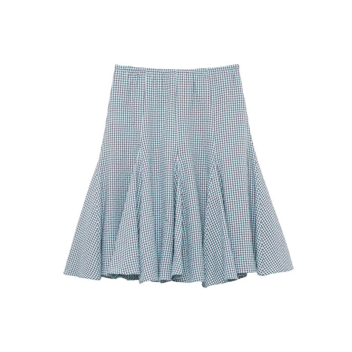 Damer utsvingt Gingham-skjørt med folder Skjora