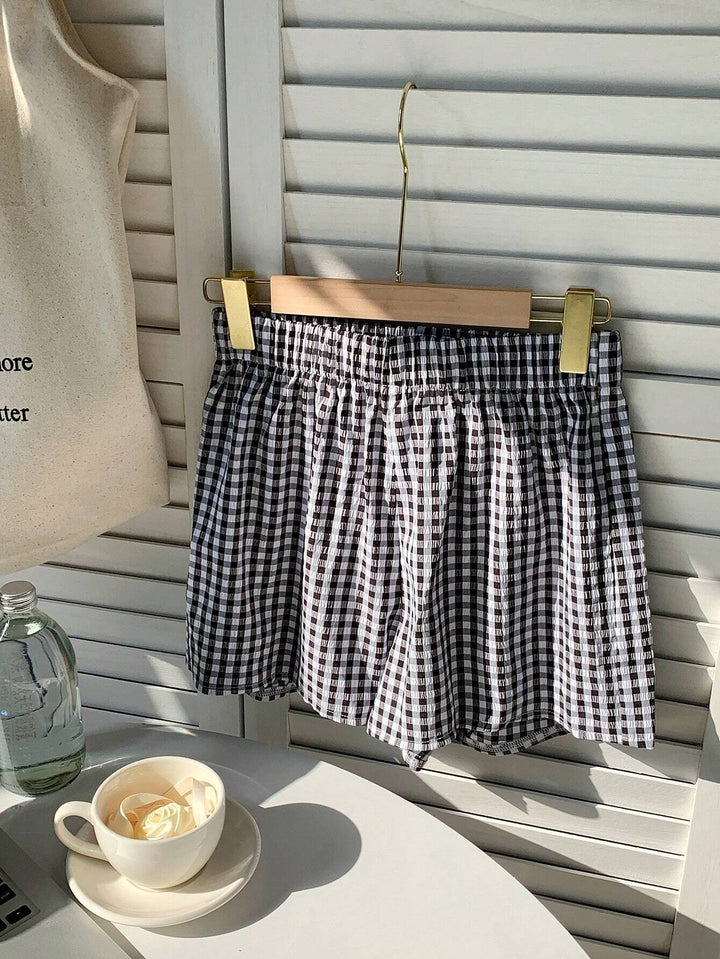 Dame luftige Karoshorts med elastisk liv og side lommer Skjora