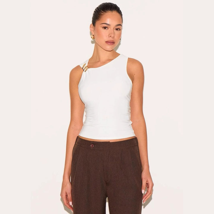 Dame Elegant tank topp med dekorativ knutefunksjon Skjora