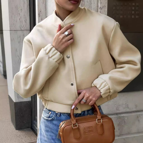 Dame casual faux lærjakke med stilfull glidelås og elegante mansjetter Skjora