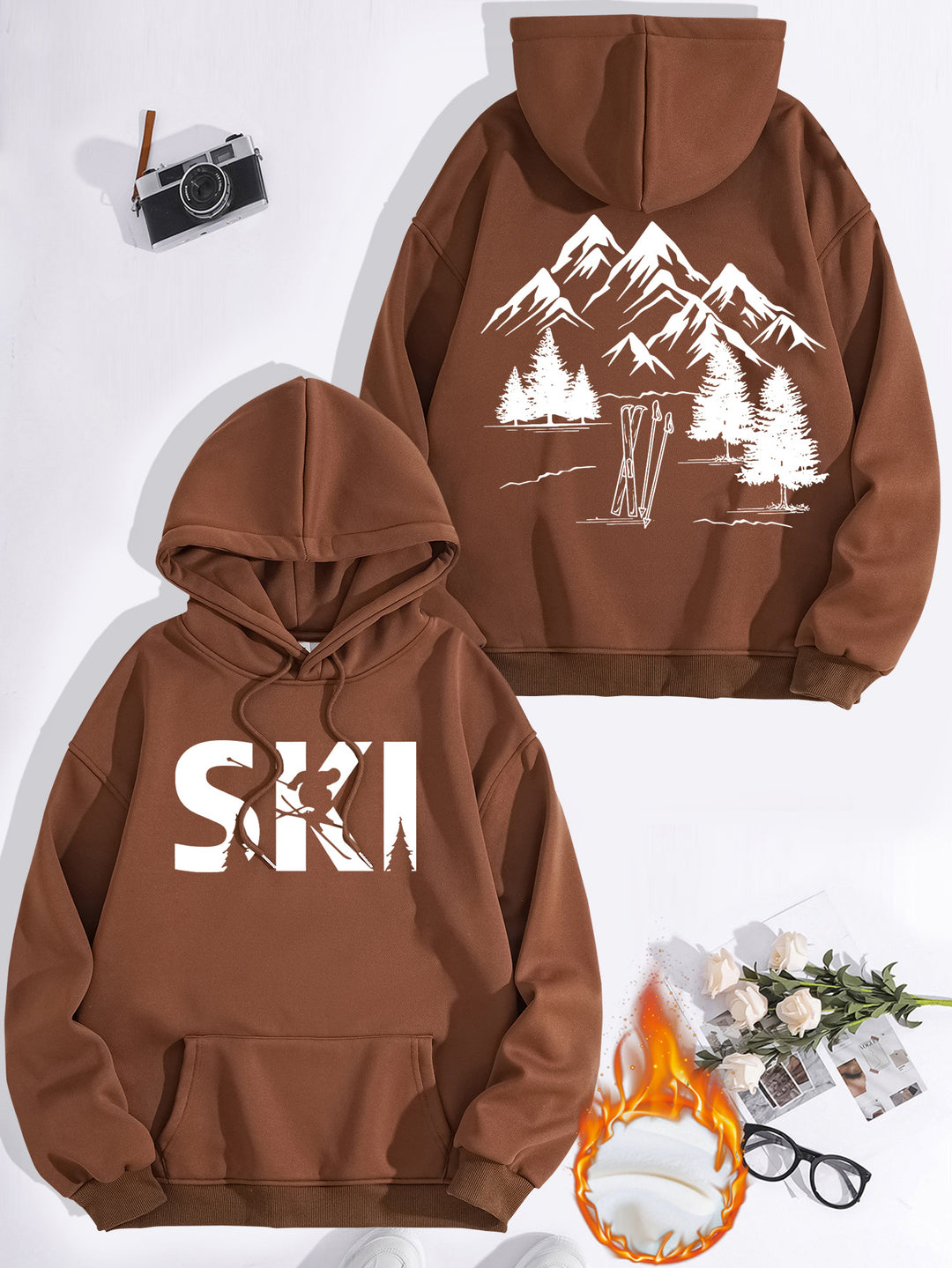 Dame hettegenser med kunstnerisk ski-design og komfortabel passform Skjora