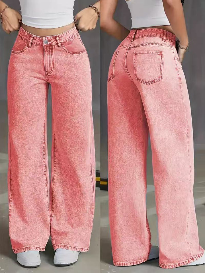 Kvinnelige vide jeans i en avslappet stil med høy midje Skjora
