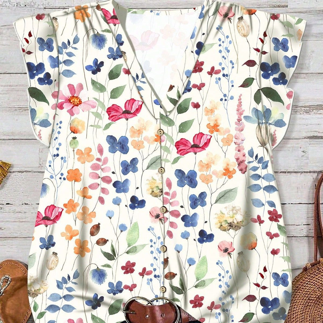 Damebluse med blomsterdesign Skjora