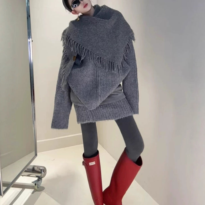 Dame cardigan med oversized passform og dekorative teksturerte mønstre Skjora