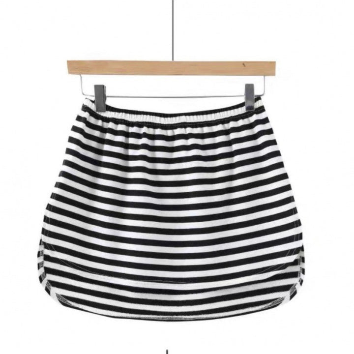Dame uformell Jersey-skjørt med elastisk liv og trendy stripe mønster Skjora
