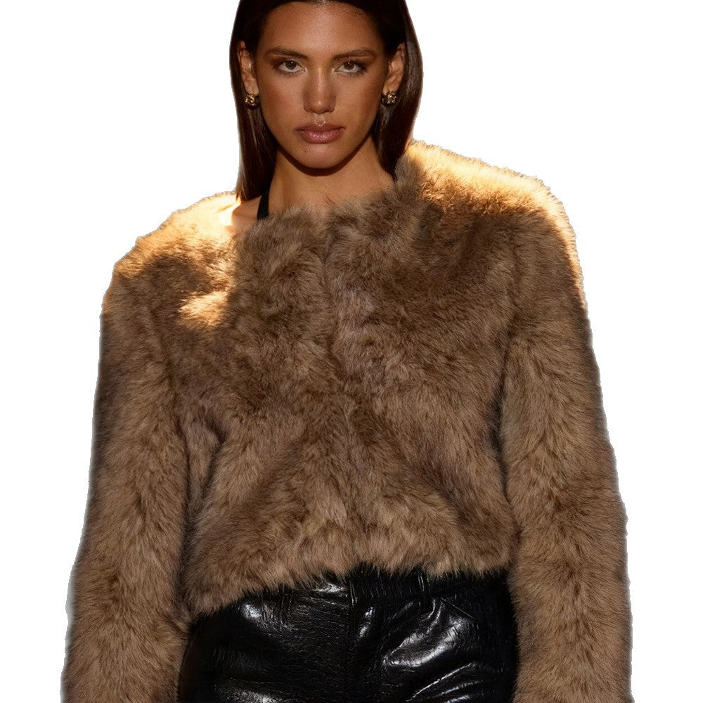 Damer faux fur-jakke med luksuriøs finish og stilig snitt Skjora