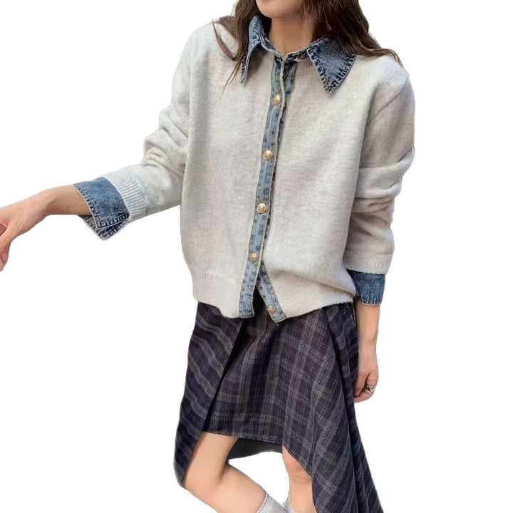 Dames fashionable cardigan med innovativ krage og elegante knappdetaljer Skjora
